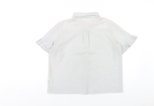 French Connection Womens Grey Polyester Basic Button-Up Size S Collared