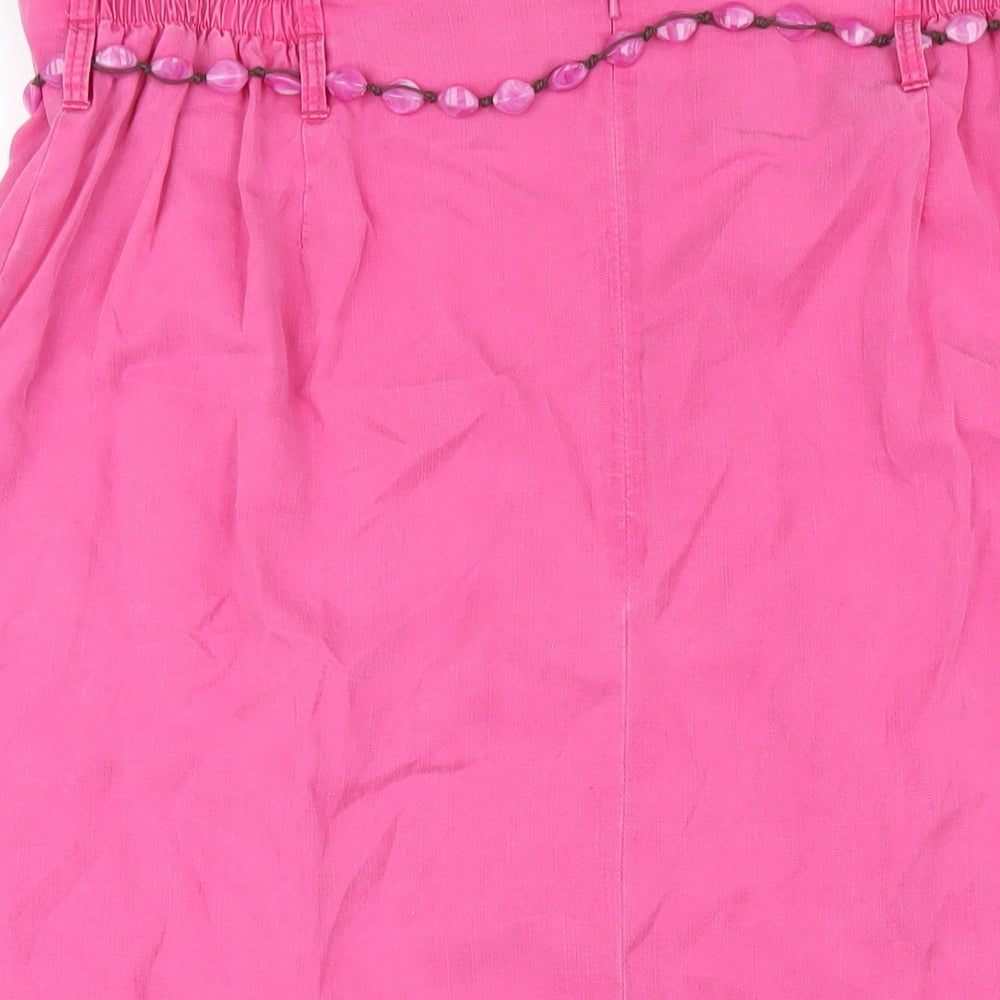 Brand and care label for Principles women’s pink lyocell a-line skirt, size UK 18, zip