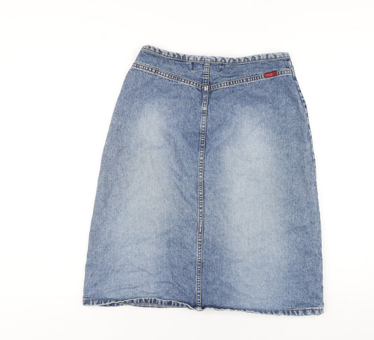 Only Womens Blue Cotton A-Line Skirt Size 8 Zip