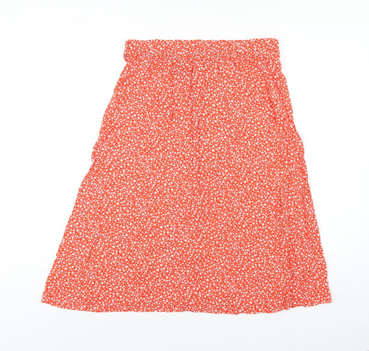 Monki Womens Red Floral Viscose A-Line Skirt Size M