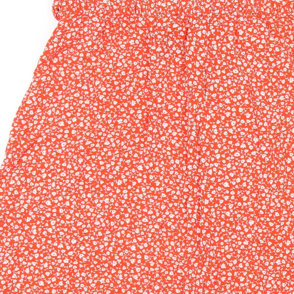 Monki Womens Red Floral Viscose A-Line Skirt Size M