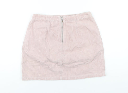 New Look Womens Pink Cotton A-Line Skirt Size 8 Zip