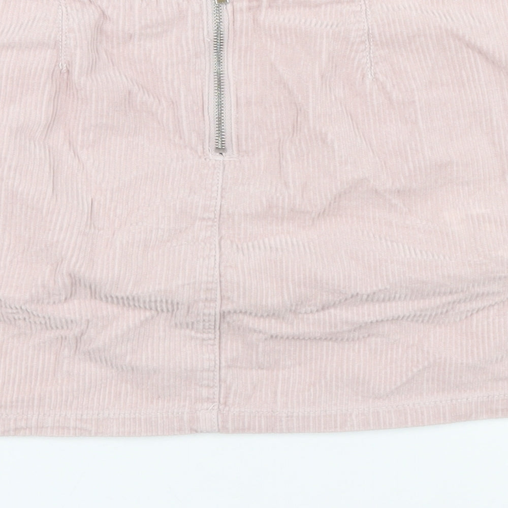 New Look Womens Pink Cotton A-Line Skirt Size 8 Zip