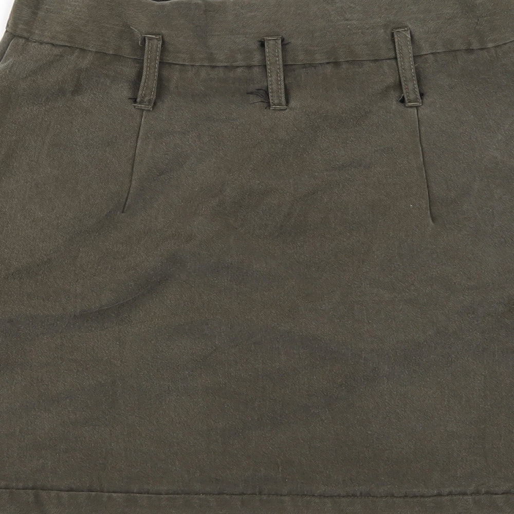 ASOS Womens Green Lyocell A-Line Skirt Size 10 Zip