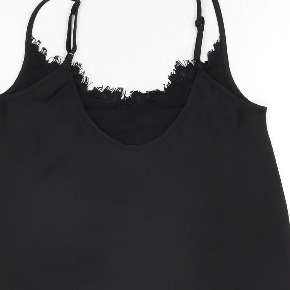 Womens UK Size 4 Missguided Black Camisole T-Shirt