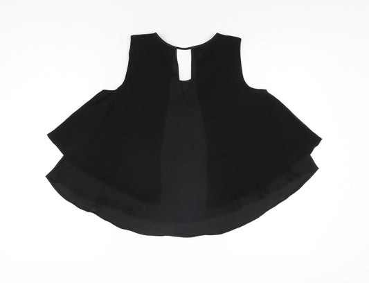 Womens UK Size XS Zara Black Basic T-Shirt