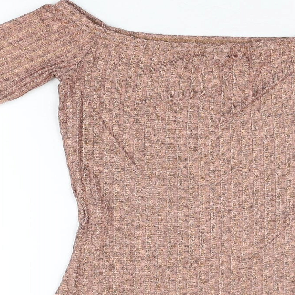 PRETTYLITTLETHING Womens Gold Polyester Bodysuit One-Piece Size 8 Snap