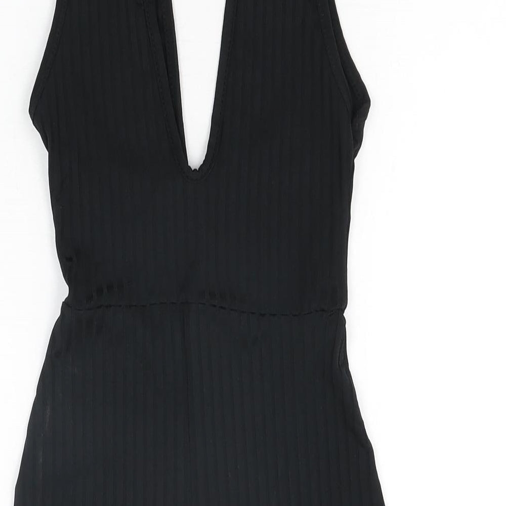 PRETTYLITTLETHING Womens Black Polyester Playsuit One-Piece Size 6 L6 in Pullover