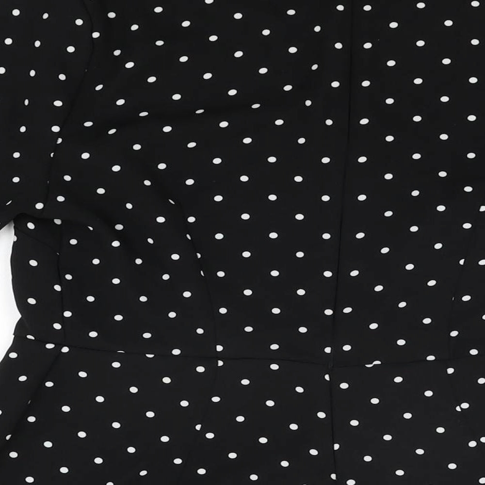 New Look Womens Black Polka Dot Polyester Playsuit One-Piece Size 8 Zip