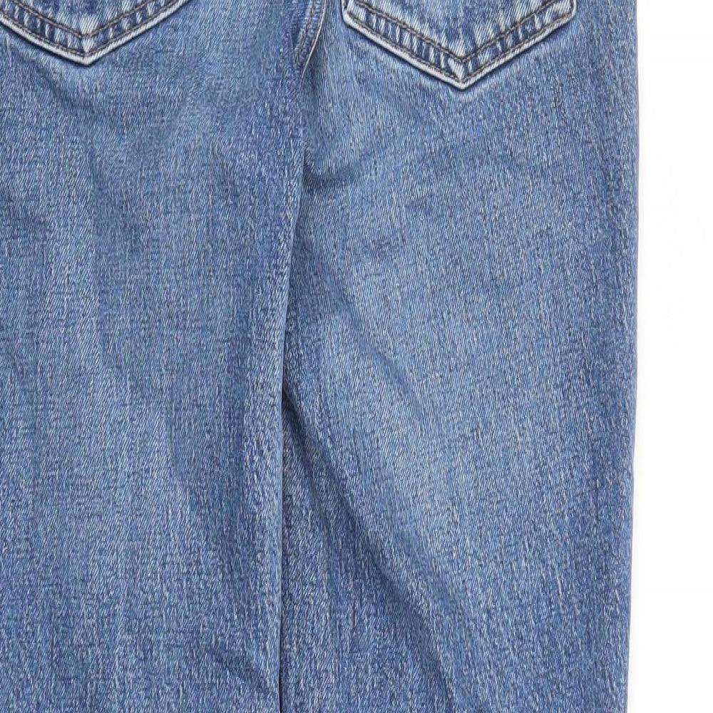 Topshop Womens Blue Cotton Cropped Jeans Size 30 in L24 in Regular Zip - Pockets Raw Hems