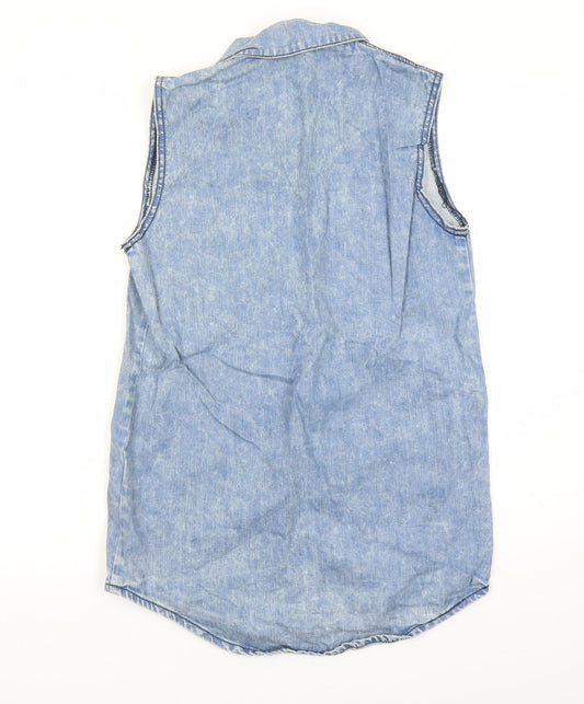 Womens UK Size XS Silence + Noise Blue Basic Blouse