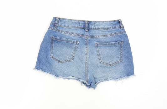 Denim & Co. Womens Blue Cotton Cut-Off Shorts Size 6 Regular Zip - Pockets Inside Leg 2 Inches