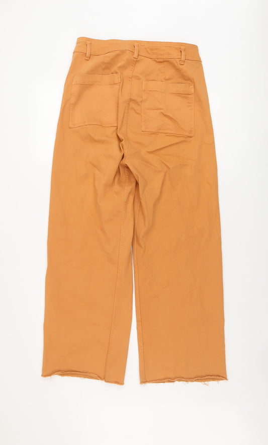 Denim & Co. Womens Brown Cotton Wide-Leg Jeans Size 14 L27 in Regular Button