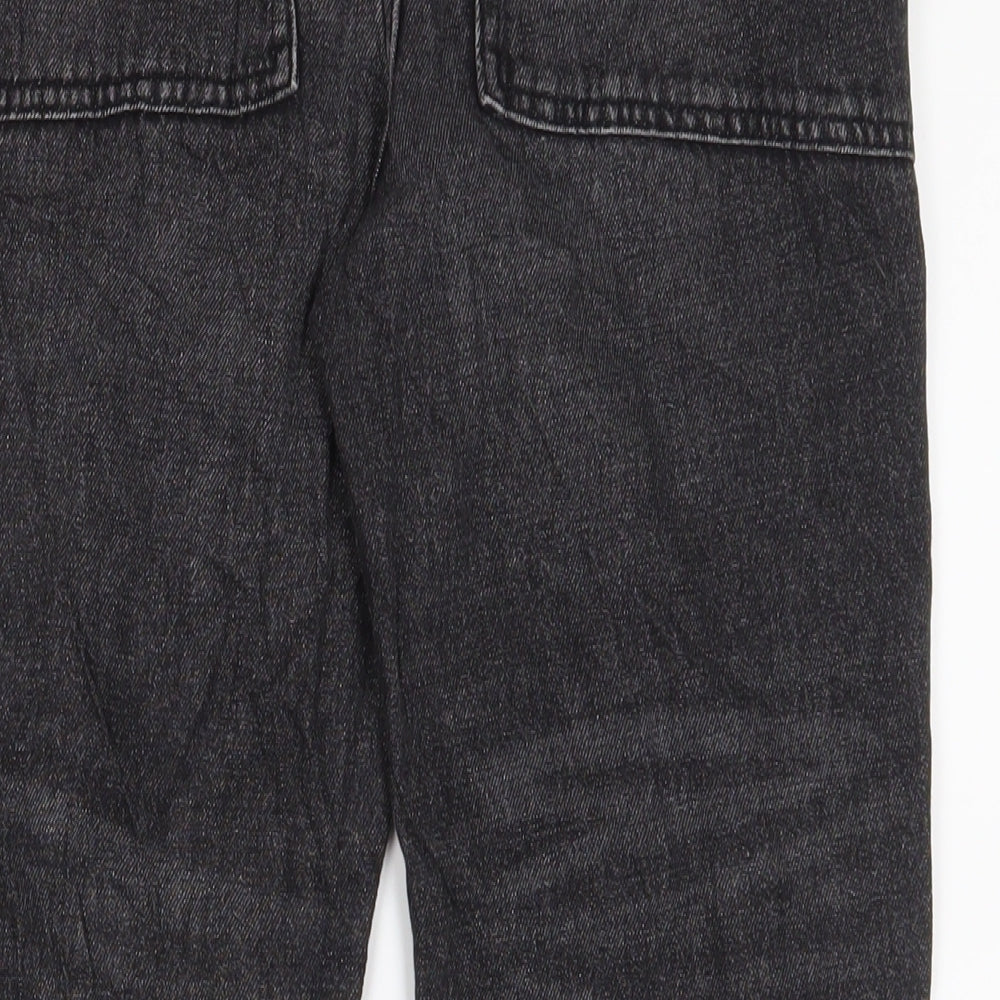 Marks and Spencer Girls Black Cotton Straight Jeans Size 11-12 Years L27 in Regular Zip - Pockets