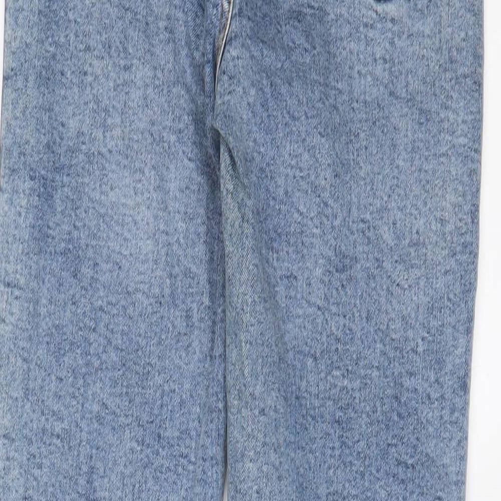 Denim & Co. Womens Blue Cotton Straight Jeans Size 4 L28 in Regular Zip - Pockets
