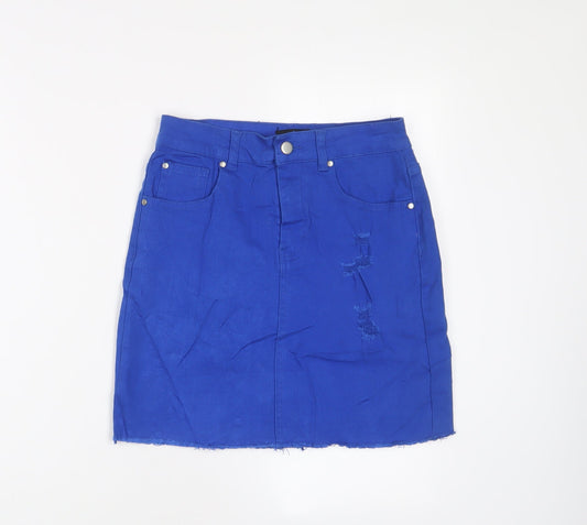 Womens UK Size 6 PRETTYLITTLETHING A-Line Denim Skirt