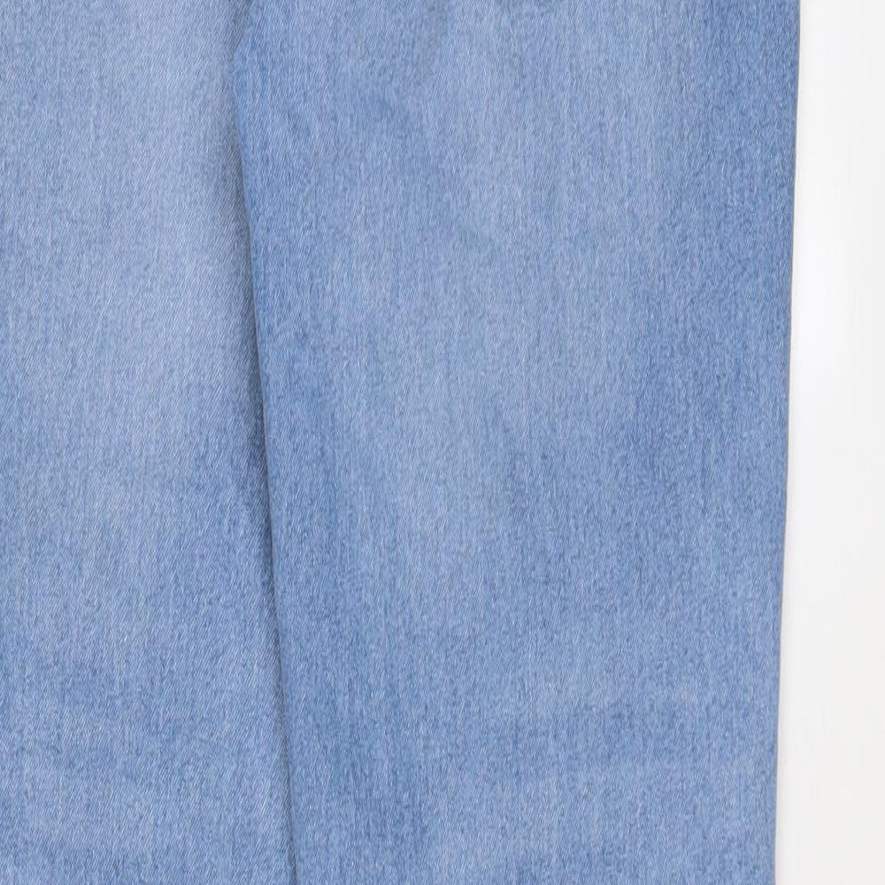 Denim & Co. Womens Blue Cotton Straight Jeans Size 8 L28 in Regular Zip - Pockets