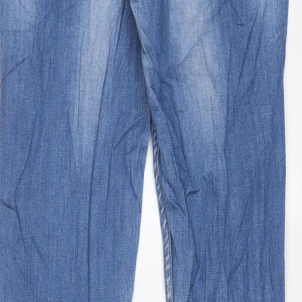 Oasis Womens Blue Cotton Skinny Jeans Size 10 L32 in Regular Zip - Embroidered, Jewels