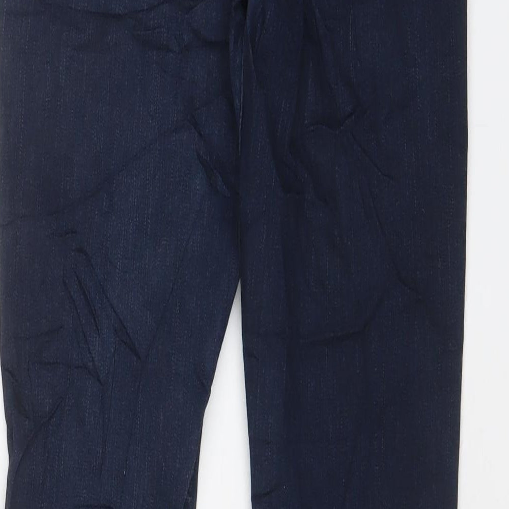 Brand and care label for French Connection women’s blue cotton skinny jeans, size UK 8, 30-inch leg regular zip