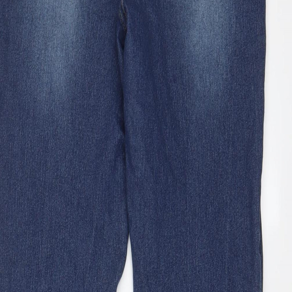 Boohoo Womens Blue Cotton Skinny Jeans Size 12 L29 in Regular Zip - Pockets