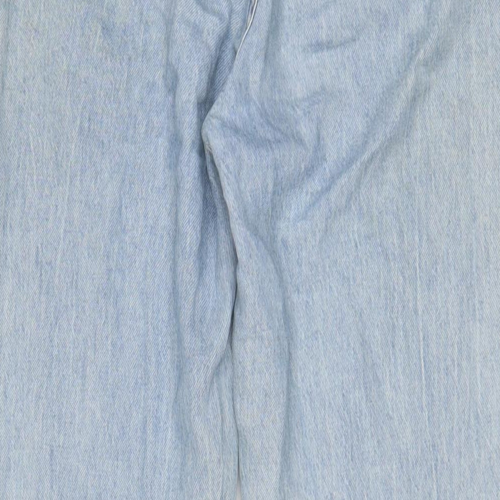 Urban Revivo Womens Blue Cotton Wide-Leg Jeans Size 6 L30 in Regular Zip