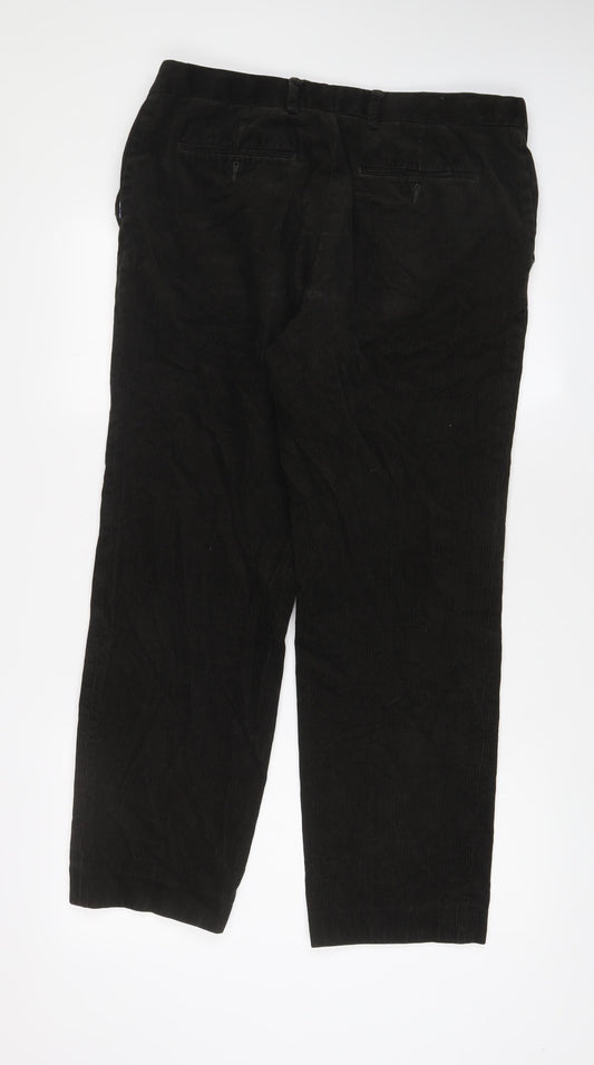 Marks and Spencer Mens Brown Cotton Trousers Size 34 in L33 in Regular Zip - Long Leg, Pockets