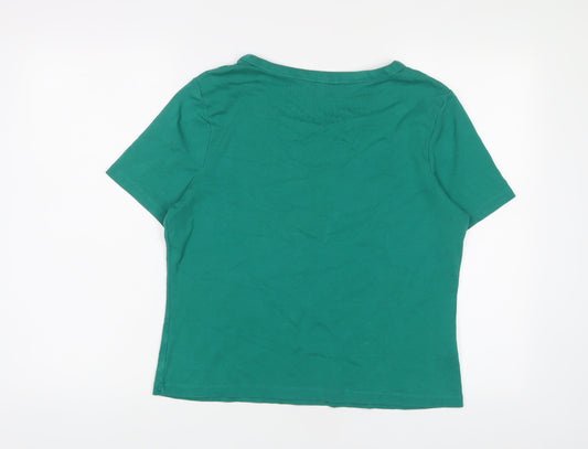 Womens UK Size L Cc Green Basic T-Shirt