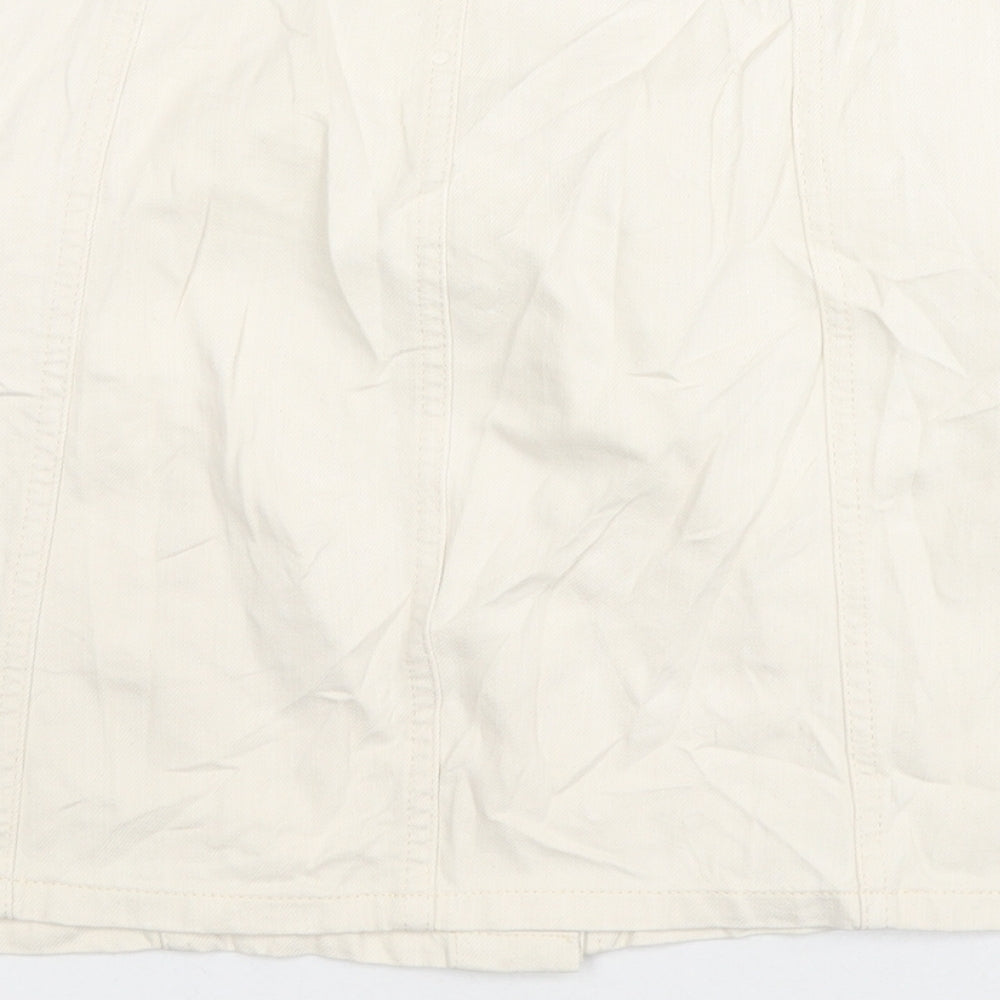 Per Una Womens Ivory Cotton A-Line Skirt Size 14 Zip
