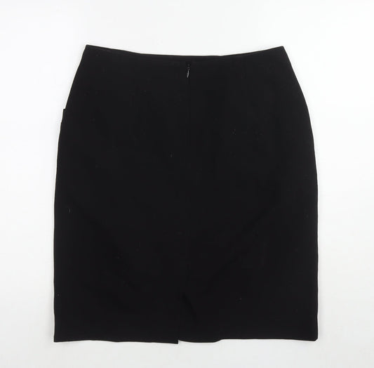 Precis Womens Black Polyester A-Line Skirt Size 12 Zip