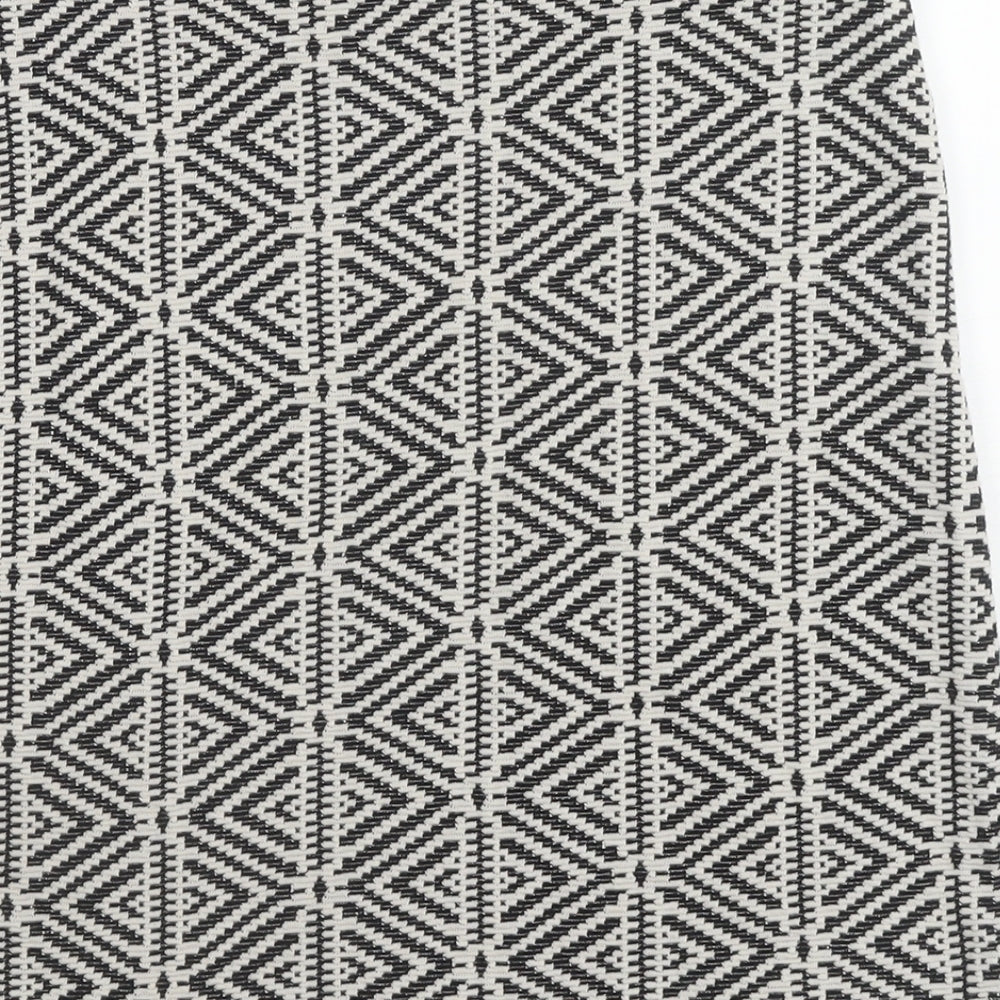Dorothy Perkins Womens Black Geometric Cotton A-Line Skirt Size 10