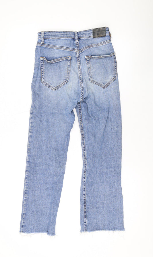 Pull&Bear Womens Blue Cotton Straight Jeans Size 8 L22 in Regular Zip
