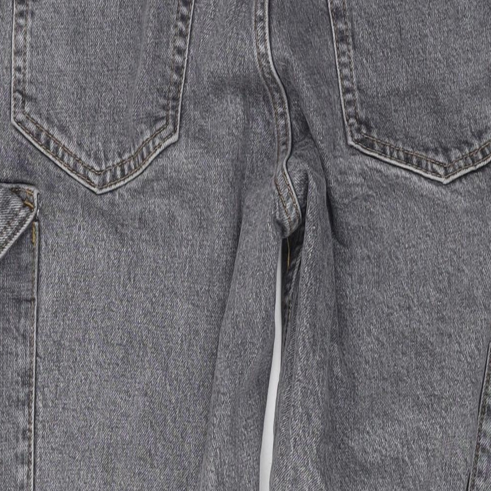 Topshop Womens Grey Cotton Straight Jeans Size 28 L25 in Regular Zip - Pockets