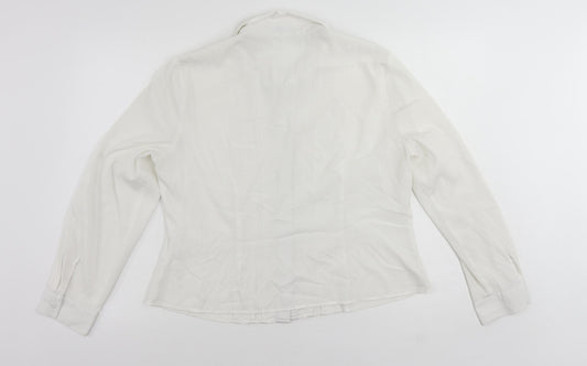 Precis Womens White Polyester Basic Button-Up Size 16 Collared