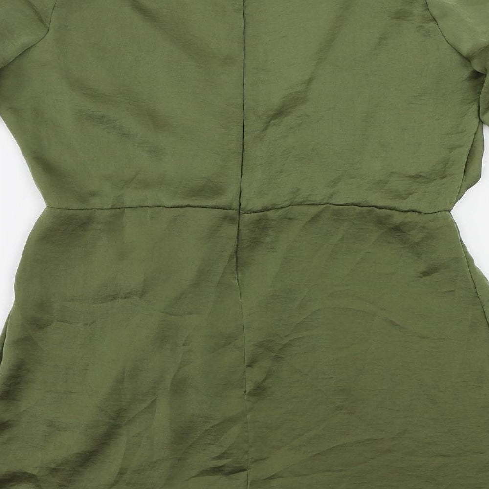 Missguided Womens Green Polyester Mini Size 12 V-Neck Zip