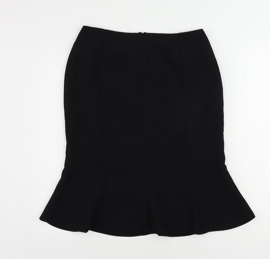 Marks and Spencer Womens Black Polyester Flare Skirt Size 12 Zip - Lined