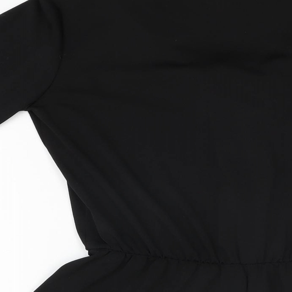 Topshop Womens Black Polyester Playsuit One-Piece Size 10 Tie