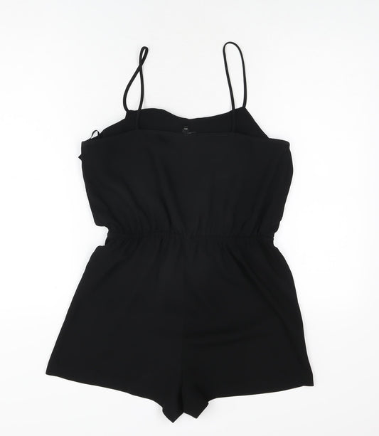 Topshop Womens Black Polyester Playsuit One-Piece Size 10 L3 in Pullover