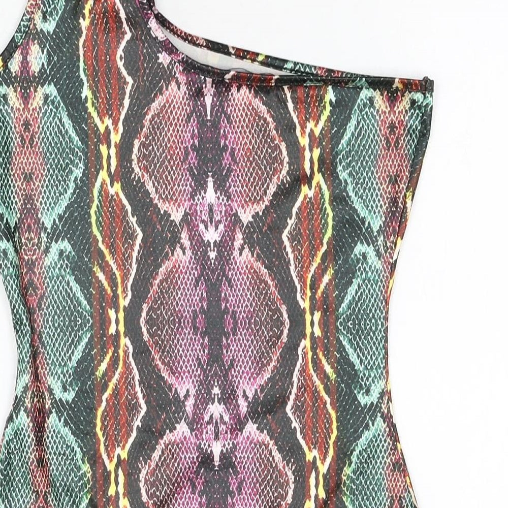 I SAW IT FIRST Womens Multicoloured Animal Print Polyester Bodysuit One-Piece Size 8 Snap