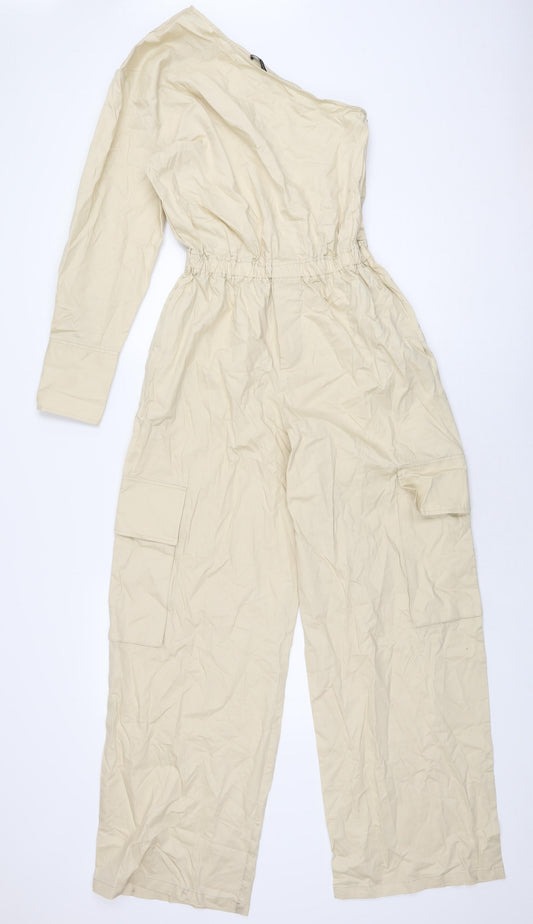 Womens UK Size XS Zara One-Piece Beige Jumpsuit