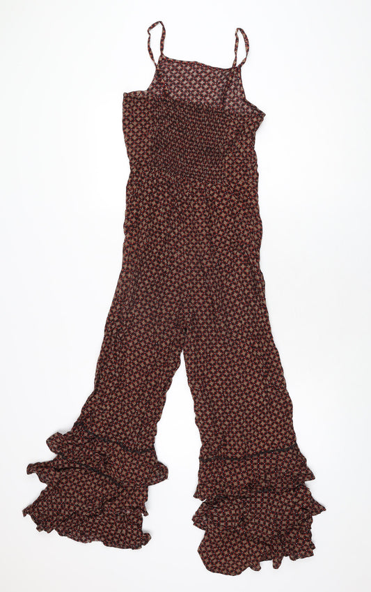 River Island Womens Black Geometric Viscose Jumpsuit One-Piece Size 6 L25 in Pullover