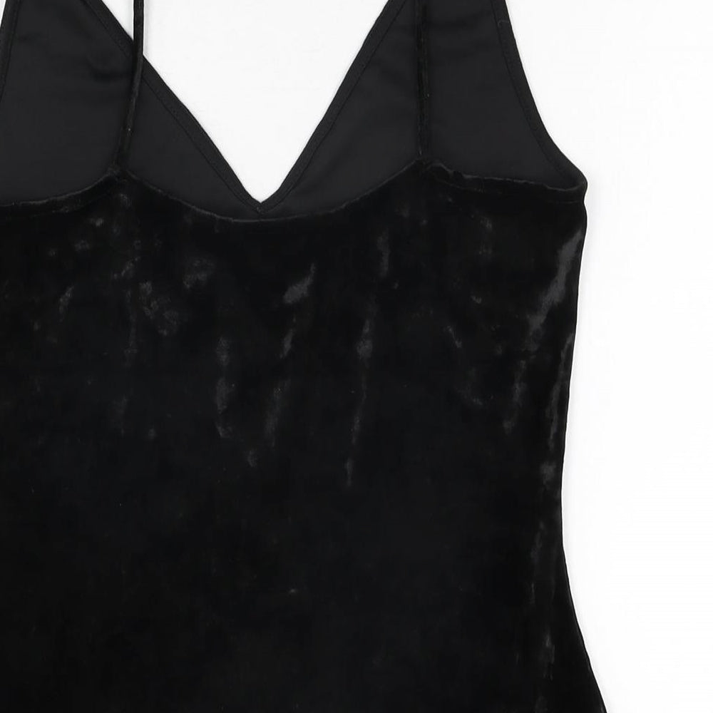 H&M Womens Black Polyester Bodysuit One-Piece Size S Snap