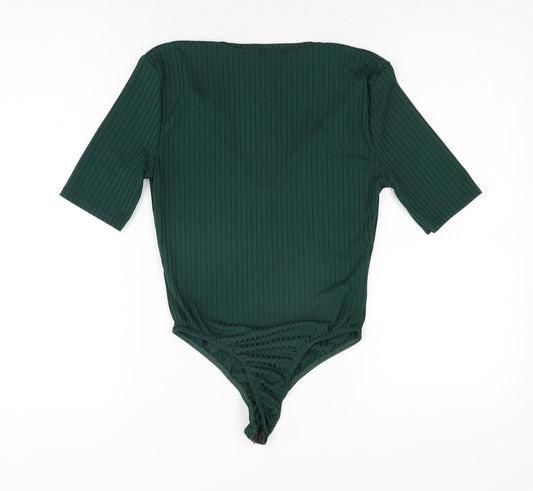 Misspap Womens Green Polyester Bodysuit One-Piece Size 6 Snap