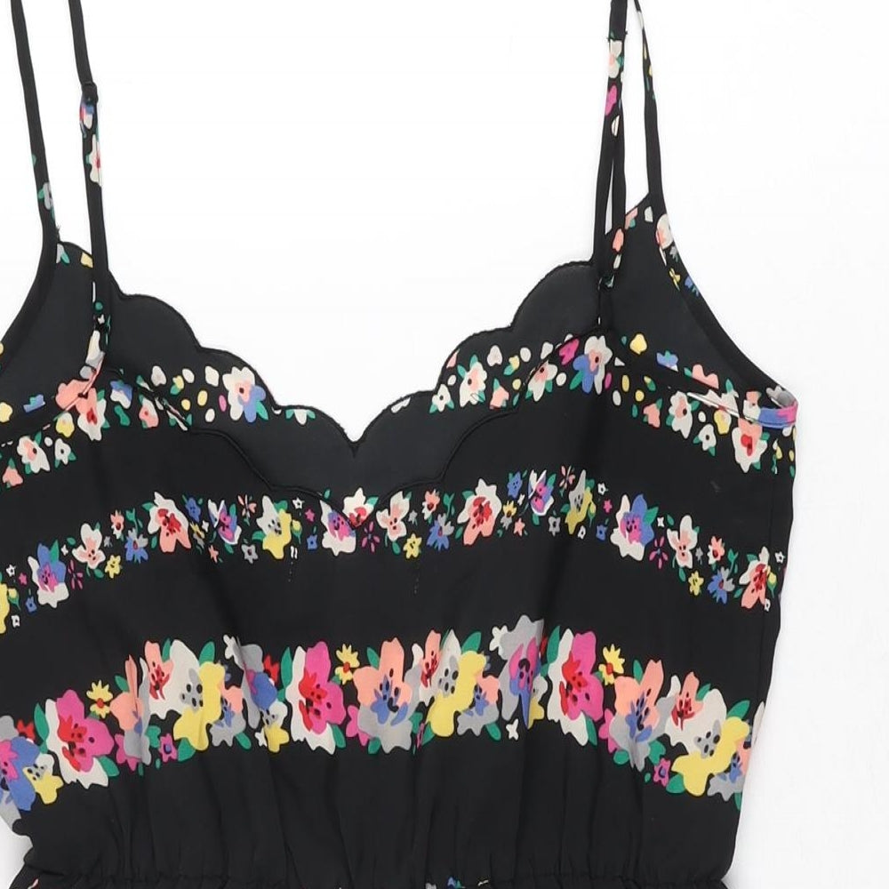 Staring at Stars Womens Black Floral Polyester Playsuit One-Piece Size XS Pullover