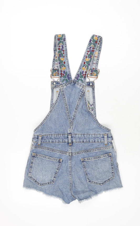 Miss Selfridge Womens Blue Cotton Dungaree One-Piece Size 6 Button