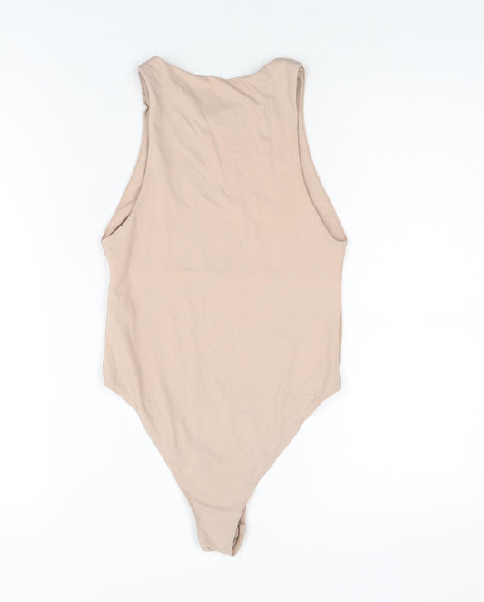 Zara Womens Beige Polyamide Bodysuit One-Piece Size S Snap