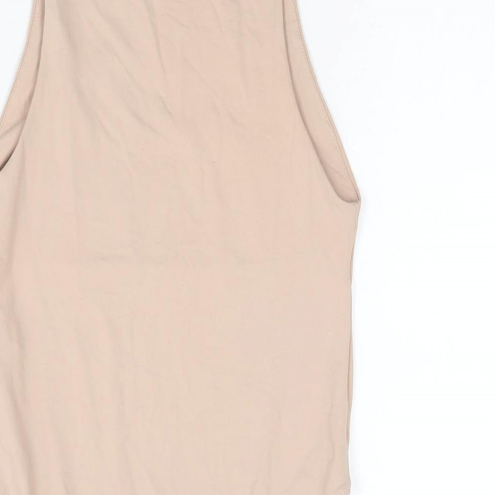 Zara Womens Beige Polyamide Bodysuit One-Piece Size S Snap