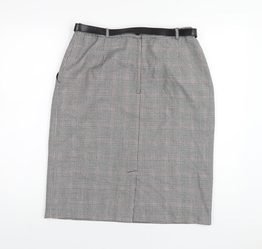 Classics Womens Grey Plaid Polyester Straight & Pencil Skirt Size 16 Zip