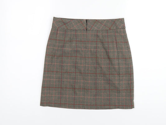 NEXT Womens Multicoloured Plaid Polyester A-Line Skirt Size 6 Zip
