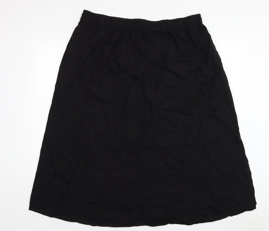 John Lewis Womens Black Linen A-Line Skirt Size 8