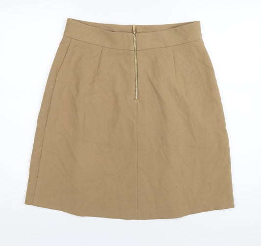 Marks and Spencer Womens Beige Polyester A-Line Skirt Size 14 Zip